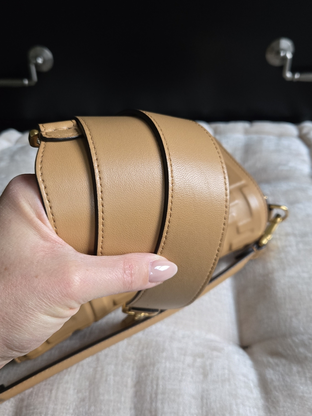 Fendi Nappa FF 1974 Embossed Baguette Zucca Miele Scuro - Picture 9 of 16